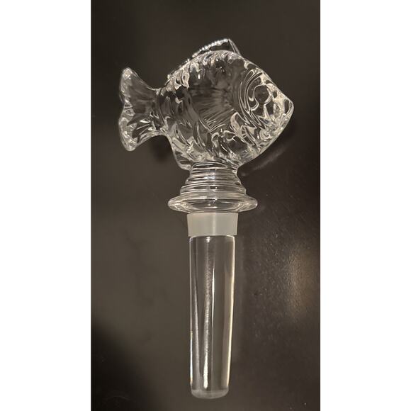 Mikasa Crystal Glass Fish Bottle Stopper, 5 1/4" Long Heavyweight Classic - Picture 3 of 4